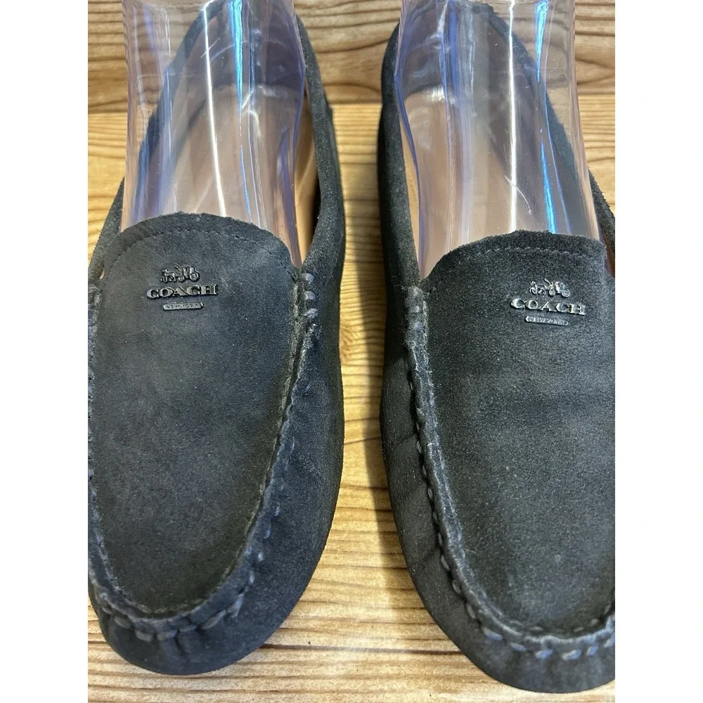 Coach Black‎ Suede Leather Flat Loafers Mary Lock Up Women's Sz 7.5 B - Picture 4 of 10